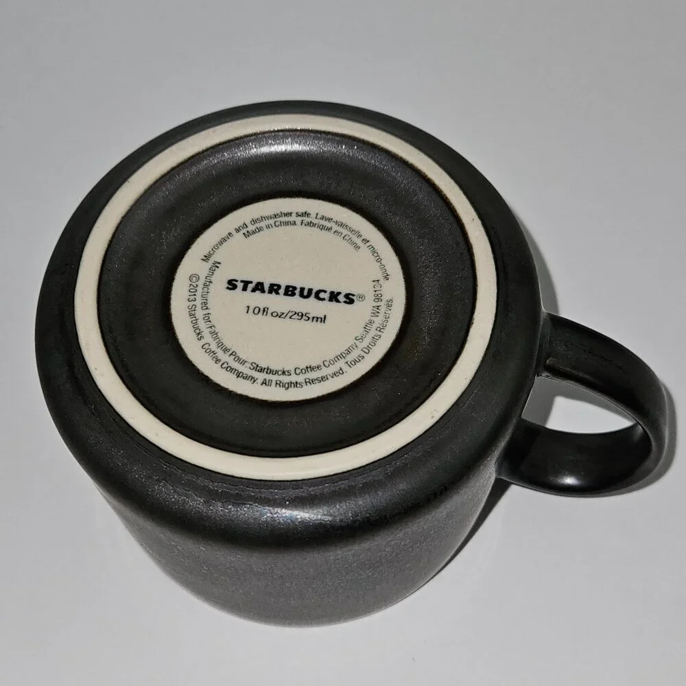 2 Starbucks 2013 Stoneware Mug Coffee Cup Lot 10 oz Brown/Grayish Metallic READ